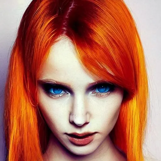 Prompt: 
Orange hair
Women
Pretty
Fantasy 
Art
Green eyes