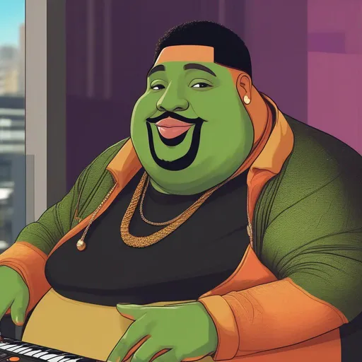 Prompt: DJ Khalid as a fat anthropomorphic lizard with a beard