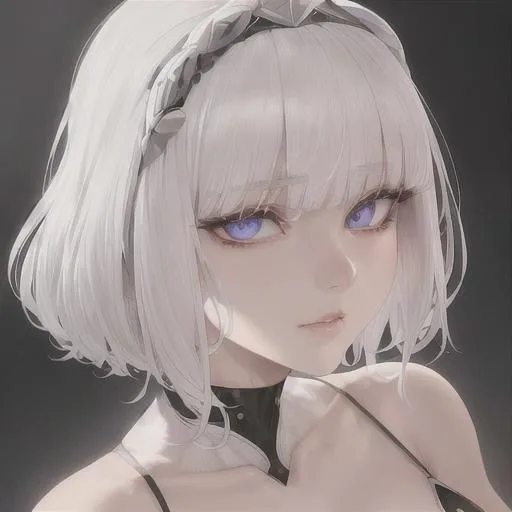 Prompt: "A close-up photo of a gorgeous short pure white haired woman, prey like eyes, in hyperrealistic detail, with a slight hint of loneliness in her eyes. Brown skin. Her face is the center of attention, with a sense of allure and mystery that draws the viewer in, but her eyes are also slightly downcast, as if a sense of loneliness is lingering in her thoughts. The detailing of her face is stunning, with every pore, freckle, and line rendered in vivid detail, but the image also captures the subtle emotions of loneliness that might lie beneath her surface."