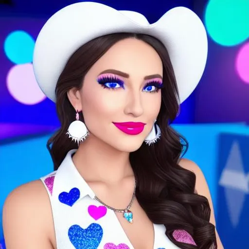 Prompt: Kasie Hunt and Hallie jackson inside media center in spring, blue lipstick, candy pleasant face, blue eyes, white eyeshadow, Sugar Hat, ice cream earrings. Blue heart necklace, Cold color scheme, ultradetailed, 8k resolution, perfect, smooth, high quality, shiny. Magic Cake wand. 