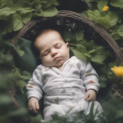 Prompt: Baby sleep in the garden 