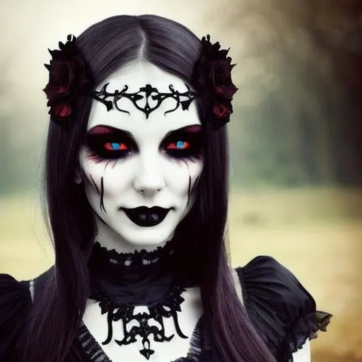 A beautiful woman,smile,undersun,gothic,staring,red-... | OpenArt