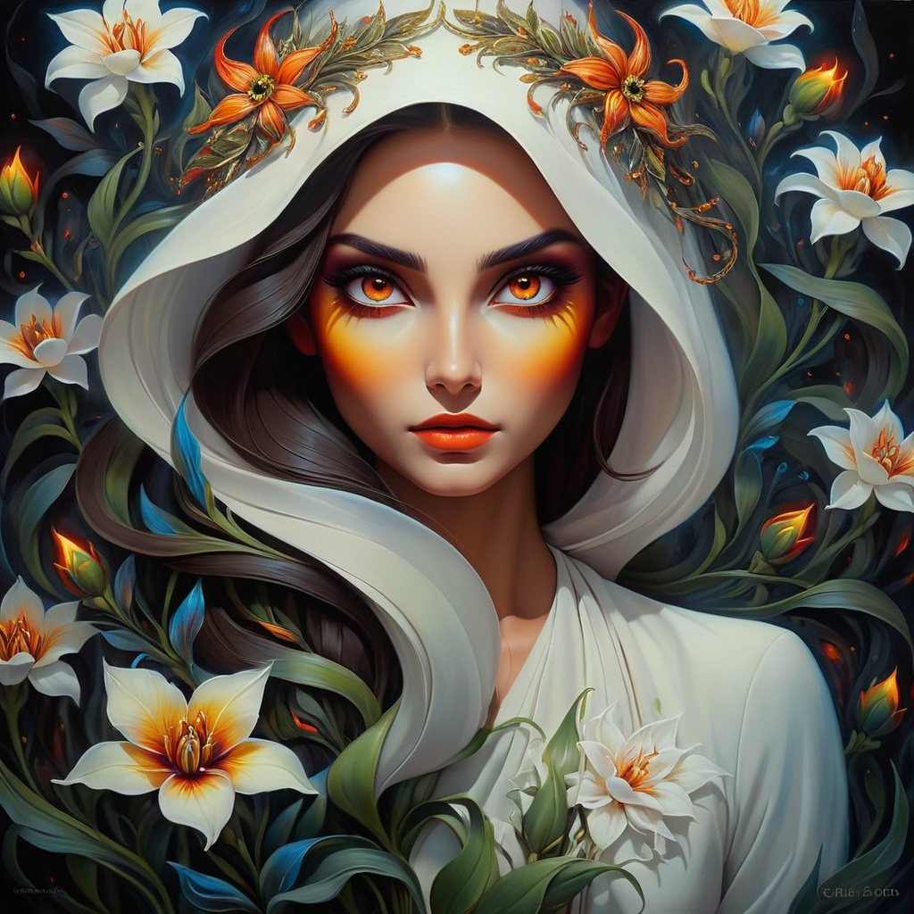 Beautiful Hybrid Woman With Flowers Sprouting From Openart 4571