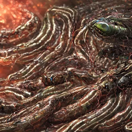 Prompt: Extraterrestrial worm eating people, 4k, photo, high detail, full screen.