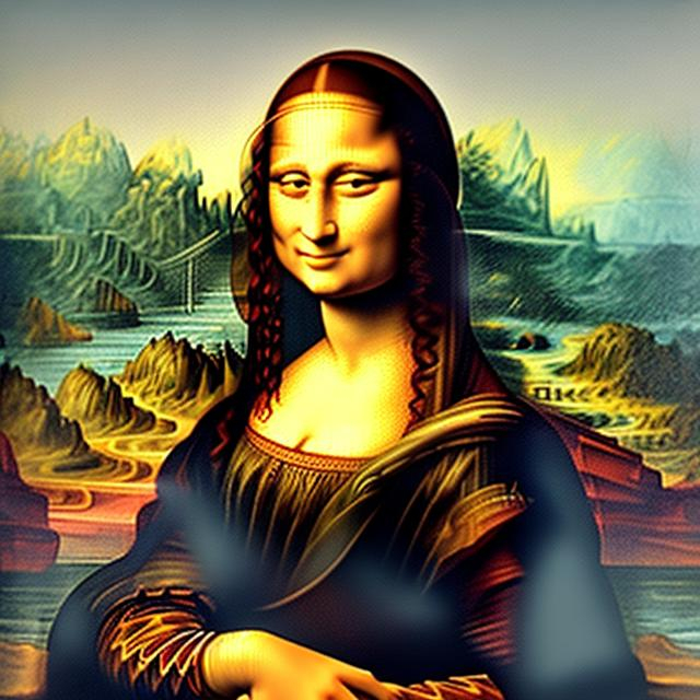 A painting of Mona Lisa wearing overall