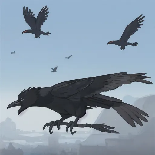 Prompt: Flight of the crows