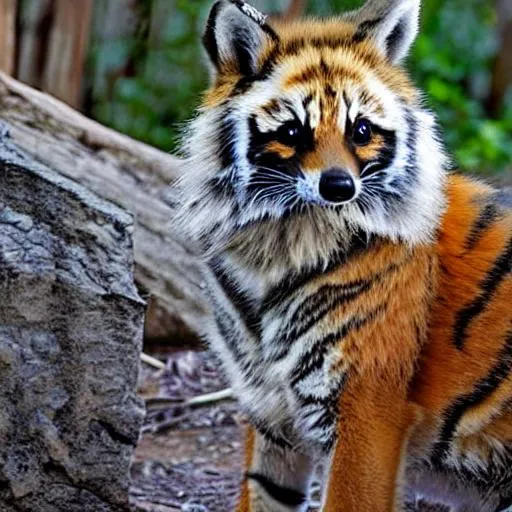 Prompt: tiger racoon fox