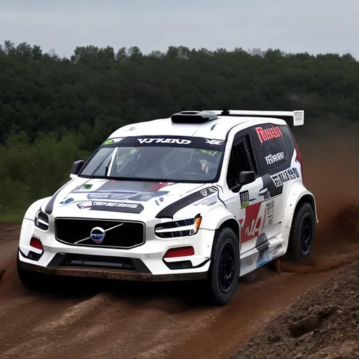 Prompt: modern Volvo van modified for rally racing, xc40 style
