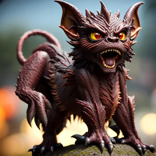 Prompt: warg
manticore
gremlin, Professional, Highly Detailed, Hyperrealistic, sharp focus, Professional, UHD, HDR, 8K, Render, HD, Trending on ArtStation, close up, bokeh, outdoor,