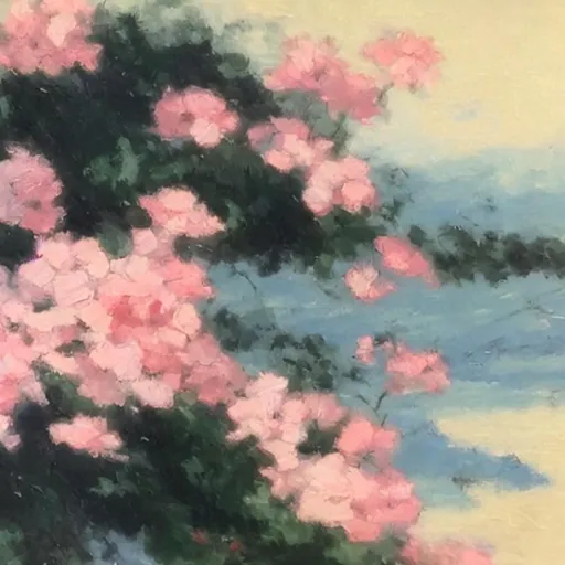 Prompt: French styled impressionist oil painting, with a little japanese influence