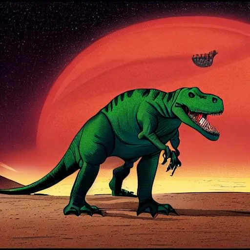 Prompt: a dinosaur from mars