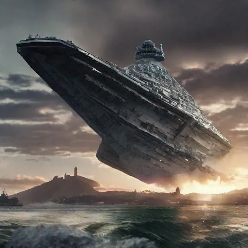 Prompt: A Star Destroyer from Star Wars movies over Rio de Janeiro city, ighly Detailed, Hyperrealistic, sharp focus, Professional, UHD, HDR, 8K, Render, electronic, dramatic, vivid, pressure, stress, nervous vibe, loud, tension, traumatic, dark, cataclysmic, violent, fighting, Epic.