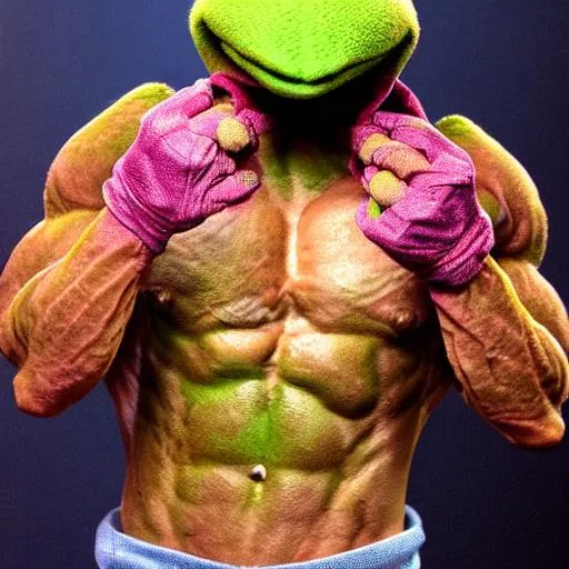 Prompt: Buff Kermit the frog 