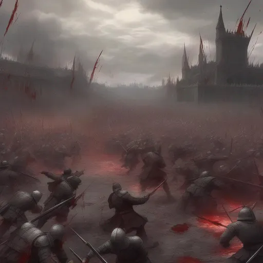 Prompt: A battlefield at the end of a bloody fantasy war
