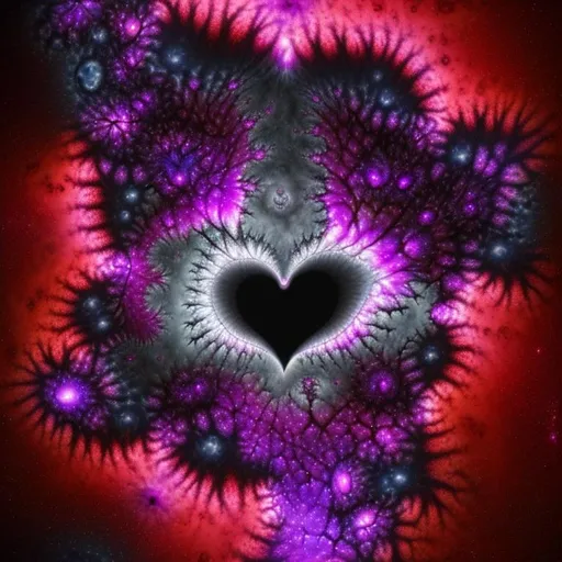 Prompt: spooky sinister 3D HD Mandelbrot Julia Fractal inky plasma cosmic {Heart}Nebula freeform dark chaos --s98500