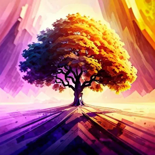 Prompt: Create an AI-generated artwork that features the World Tree Yggdrasil in a fantastical and epic scene. The image should showcase the grandeur and majesty of the World Tree, with a focus on its massive size and intricate details. The tree should be shown in a mystical environment, such as a mythical forest or an otherworldly realm, with atmospheric lighting and weather effects to add to the sense of wonder and awe. The image should also feature other mythical creatures or figures from Norse mythology, such as Odin, Thor, or the nine realms of the cosmos. The final image should capture the scale and mythical power of the World Tree Yggdrasil, showcasing the capabilities of AI technology to create highly-detailed and imaginative scenery.