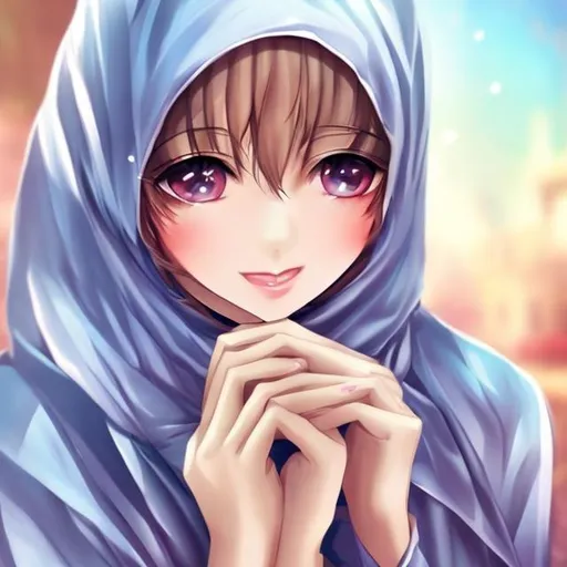 Anime character of a girl wearing a hijab