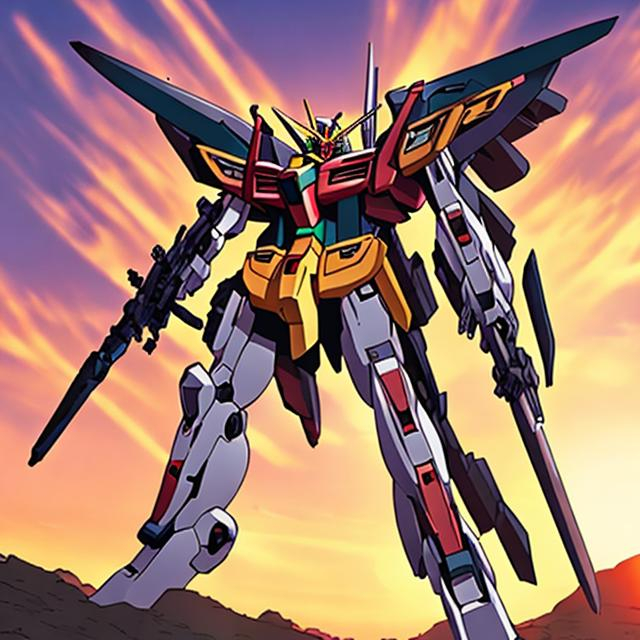 Mobile Gundam with sunset Background | OpenArt