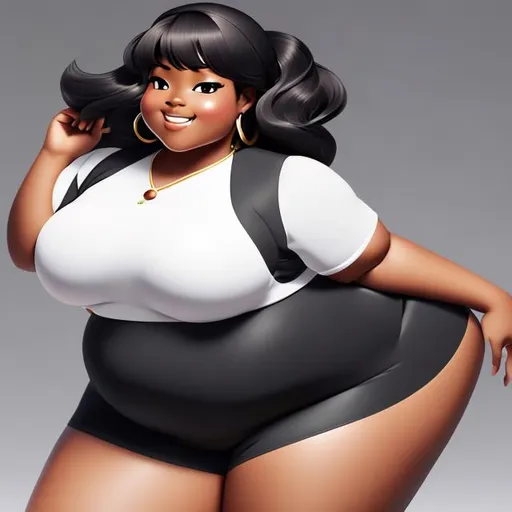 Prompt: Full body, digital illustration, of chubby, black woman, with pear shaped body, with small chest, in anime style, by Kohei horikoshi , with highly detailed facial features, with accurate proportions, 