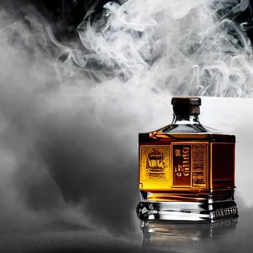 Prompt: Jhonny walker whisky in 
 epic smoke scene