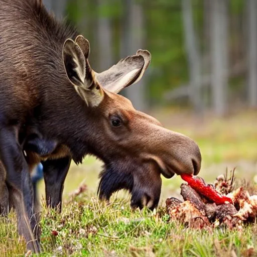 Prompt: Moose eating 