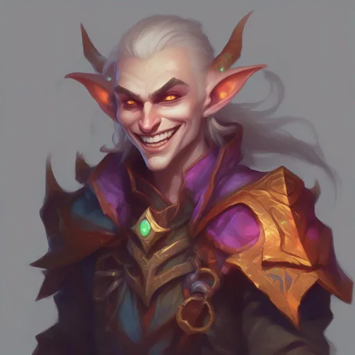 Prompt: d&d eladrin arcane trickster, mad toothy grin, heroic, brightly glowing eyes, badass, magic AF, colorful, chaotic, dangerous, hi res, lucky, dude, gorgeous, long elf ears, unhinged, creepy