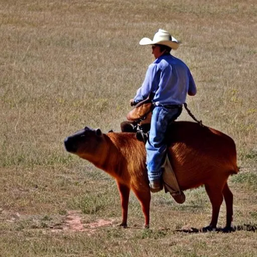 Prompt: Cowboy Riding a capybara