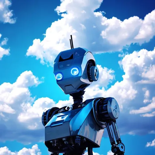 Prompt: Robot, sky,  blue