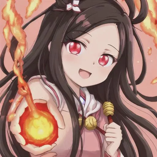 Prompt: nezuko with fire 