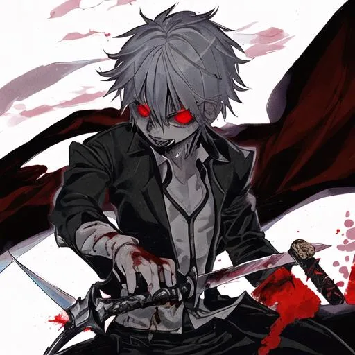 anime male vampire with red eyes