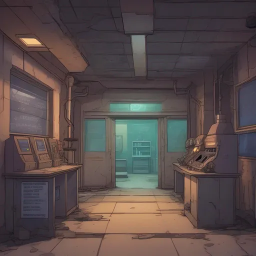 Prompt: Science Lab entrance in a dystopian town in the style of broken sword