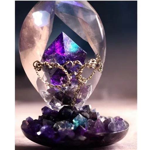 Prompt: a mystical crystal pendulum in a heavenly setting