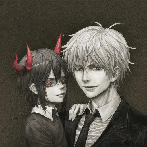 Prompt: Satan and his son