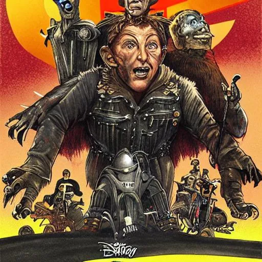 Prompt: wizard of oz wheelers mad max fury road