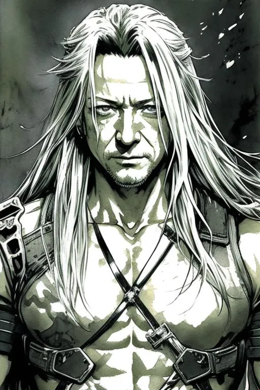Prompt: (((Yoji Shinkawa))), sticker of ultra detailed portrait of Jason Isaacs as Sephiroth high quality cell shaded illustration in post apocalyptic style by Yoji Shinkawa, ((full body)), dynamic pose, perfect anatomy, centered, freedom, soul, silver long hair, approach to perfection, cell shading, 4k , cinematic dramatic atmosphere, watercolor painting, global illumination, detailed and intricate environment, artstation, concept art, fluid and sharp focus, volumetric lighting, cinematic lighting, Art by Yoji Shinkawa,