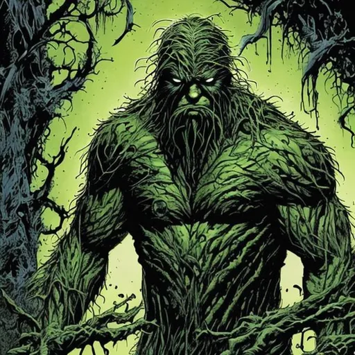 Prompt: Swamp thing from Dc combined with Thing from marvel 