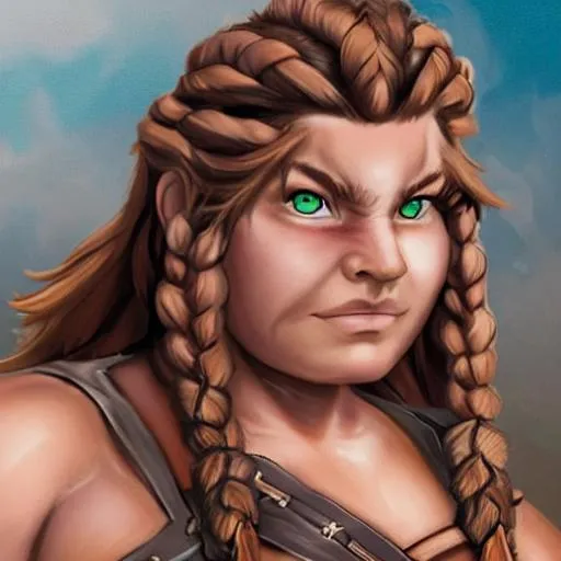 Female Dwarven Barbarian Amber Hair And Tanned Yet Openart 1044