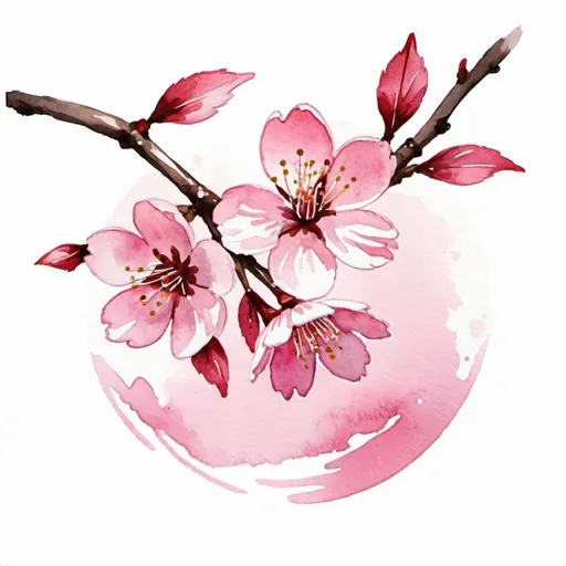 Prompt: creat cherry blossom water color painting logo 
