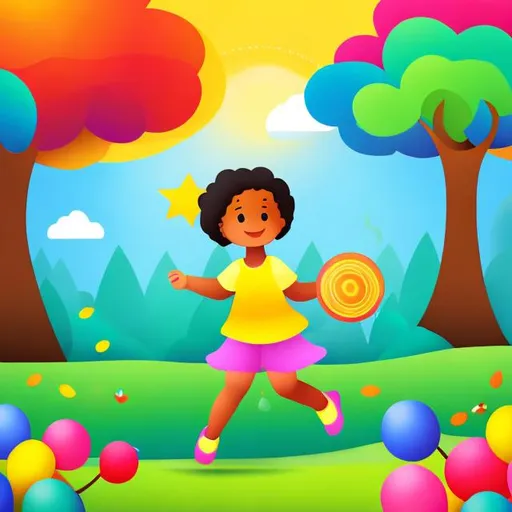 Prompt: adorable african american child art with playful nature scene

