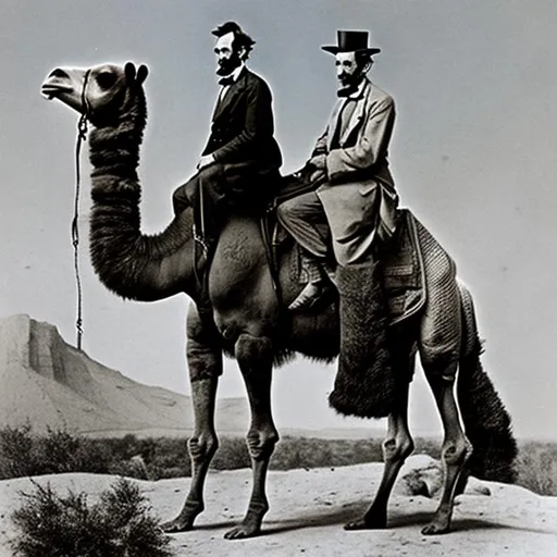 Prompt: abraham lincoln riding a camel