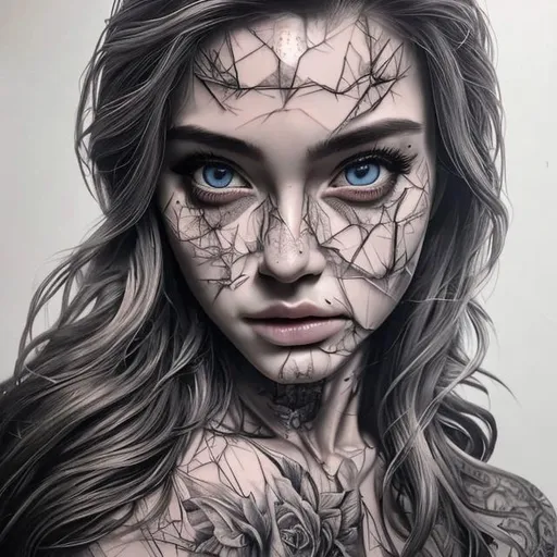 Prompt: (masterpiece) (hyper realistic) (8K) (detailed photography) instagram able, centered, extremely detailed face, extremely detailed eyes, extremely detailed clothes, an artist, show me a woman draw style, tattoo art, clear face, crystal clear eyes, canvas.