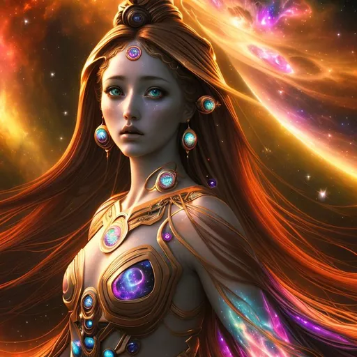 Prompt: Cosmic Epic Beautiful Nebula (Beautiful Melancholy {Goddess}female plasma), hyper realistic,  expansive psychedelic background, hyper realistic, 8K --s99500