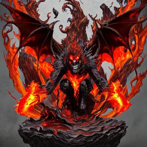 Prompt: Demonic force, flames, magma, volcano, bleeding, blood, animalistic, demonic, draconic, 