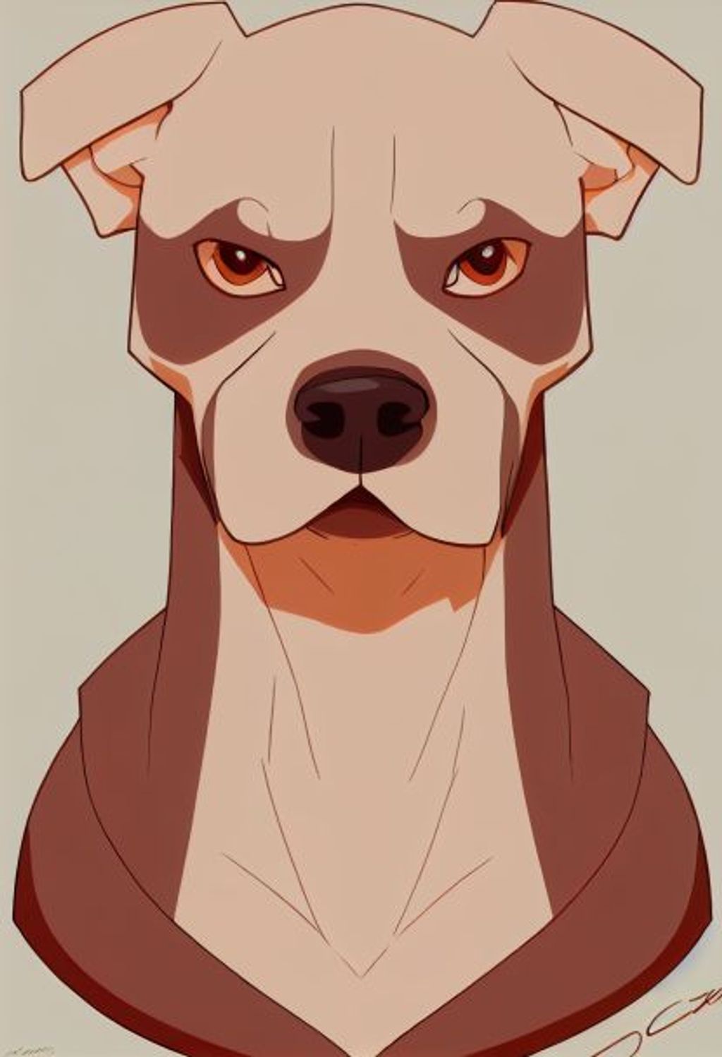 Prompt: an anthopomorphic pitbull cartoon + full fur on body, friendly eyes, brindle, single cell shading, style of disney, style of pixar, anime, top art on furaffinity,