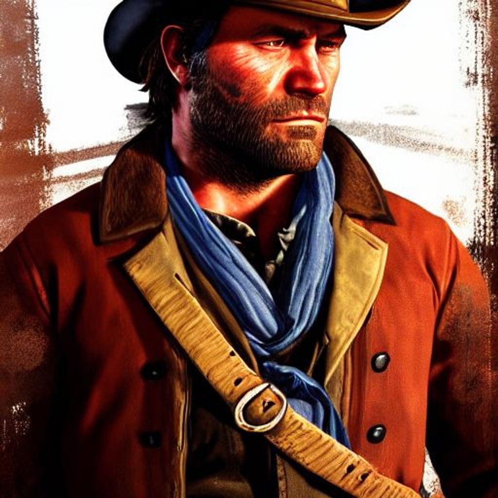 berrykanry, arthur morgan, red dead redemption, red dead redemption 2,  commentary request, highres, 1boy, artist name, beard, blurry, blurry  background, brown hair, brown vest, bullet, closed mouth, depth of field,  english text