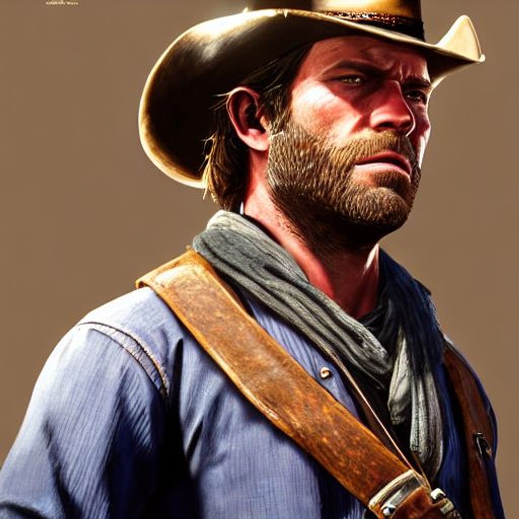 berrykanry, arthur morgan, red dead redemption, red dead redemption 2,  commentary request, highres, 1boy, artist name, beard, blurry, blurry  background, brown hair, brown vest, bullet, closed mouth, depth of field,  english text