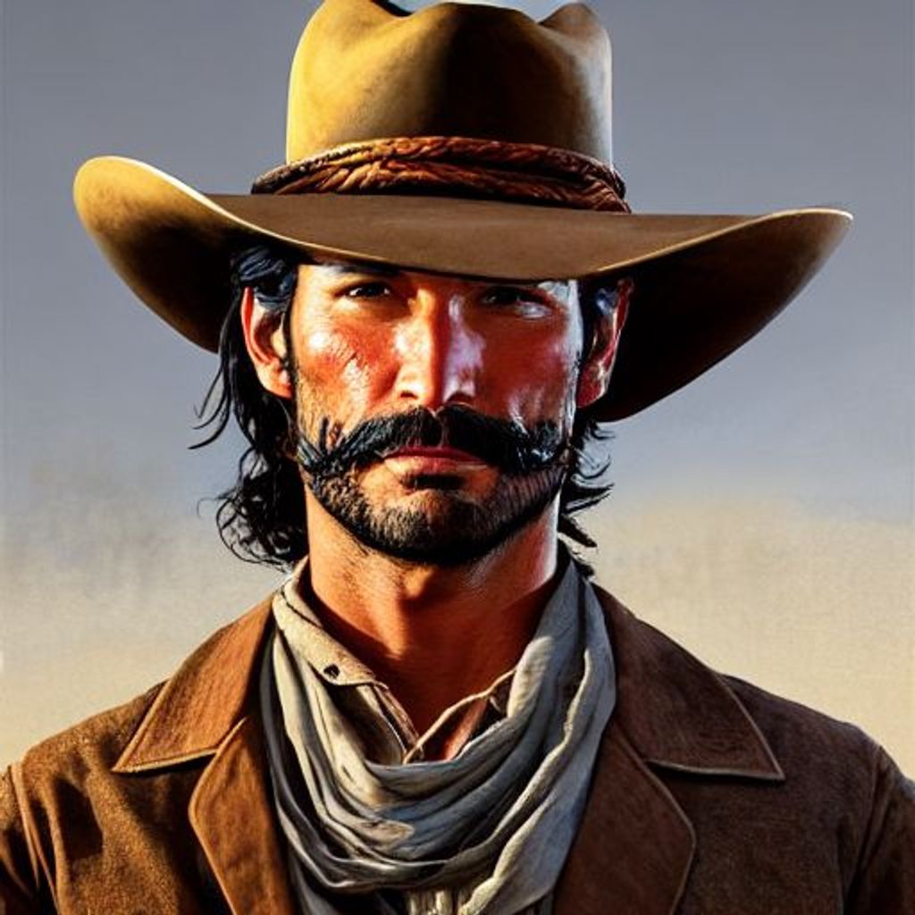 portrait of cowboy Rodrigo Santoro of red dead redem... | OpenArt