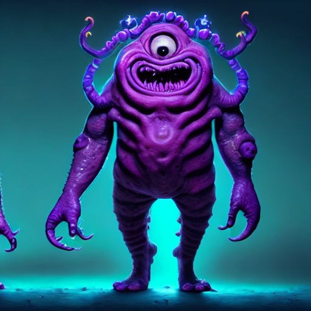 a two headed xanathar made of bioluminescence in the... | OpenArt