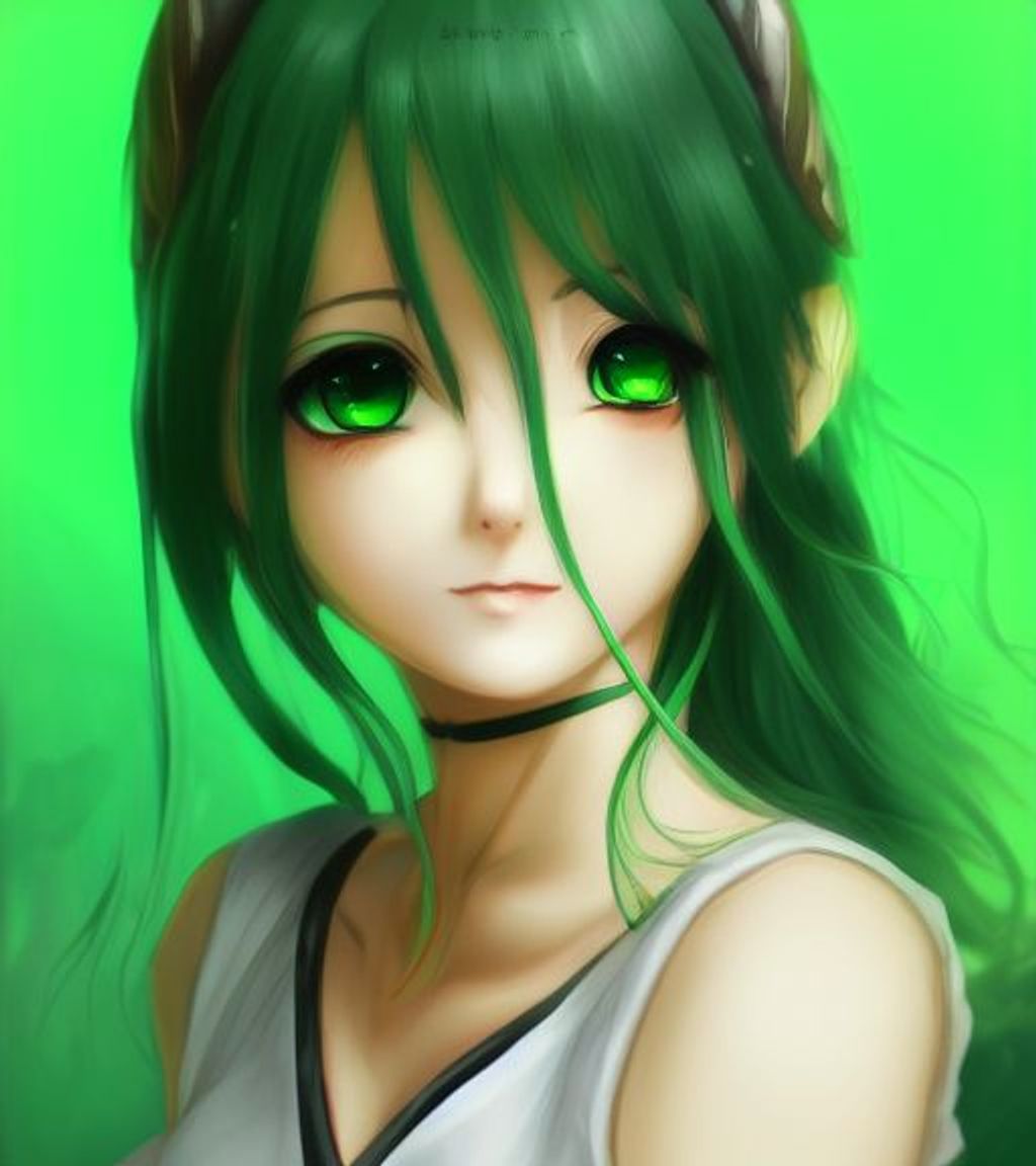 Green eyed anime girl