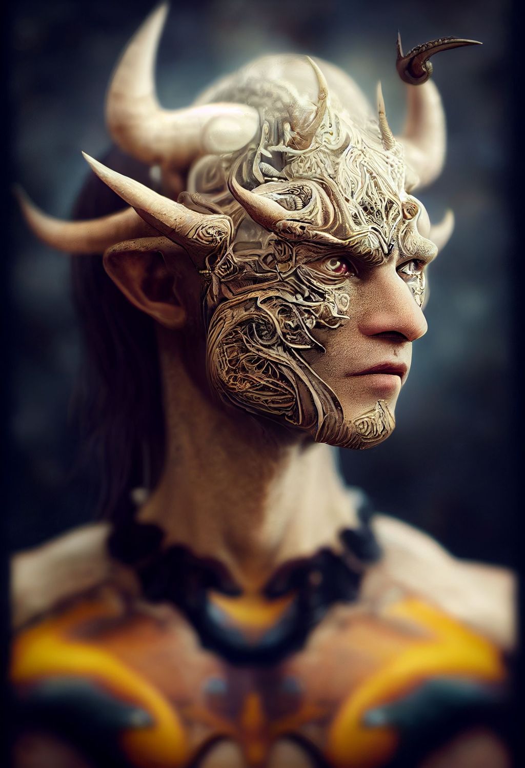 Prompt: portrait of a human-taurus hybrid, intricate details, unreal engine